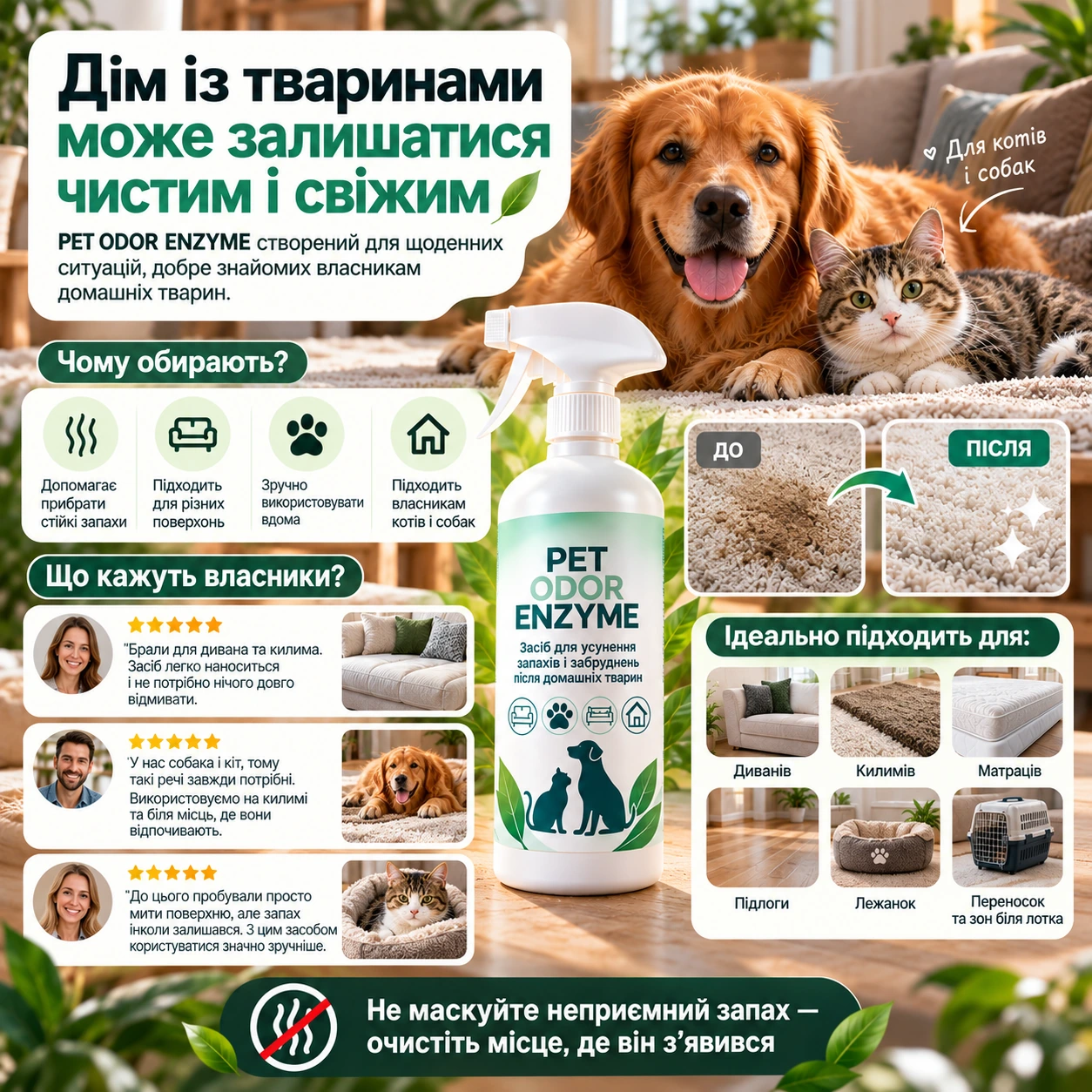 Переваги PET ODOR ENZYME